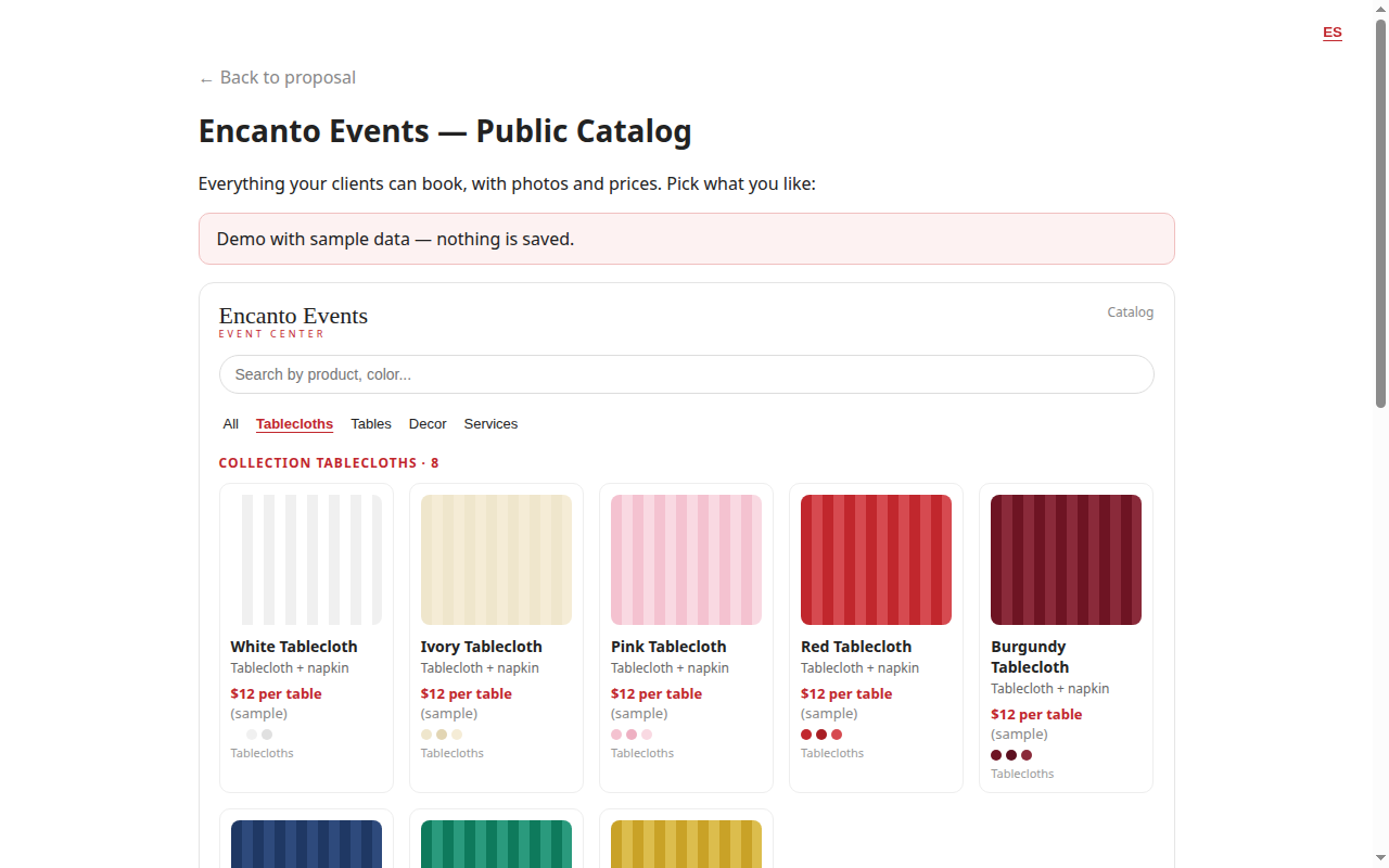 Product catalog example