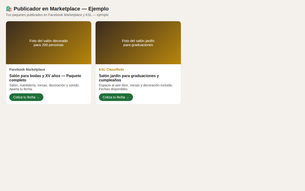 Marketplace posting example